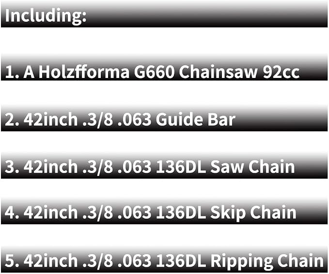 Holzfforma G660 Blue Thunder Chainsaw Power Head With 42inch 3/8” .063” 136DL Guide Bar Standard Ripping and Skip Chain Combo For MS660 Chain saw