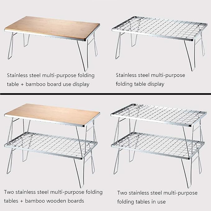 Outdoor Multi-Layer Folding Table Portable Bamboo Wooden Table Multiple Folding Tables are Stacked to Form A Storage Rack Which is Very Suitable for Outdoor and Family Use (D)