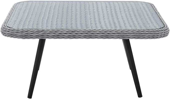 Endeavor Outdoor Patio Wicker Rattan Square Coffee Table in Gray