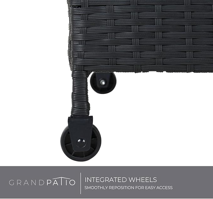 Grand patio 170 Gallon Deck Storage Box Deck Box Outdoor Storage Box Indoor Wicker Storage Bin Patio Storage Box for Patio Furniture Cushions Garden Tools Pool Accessories, Black