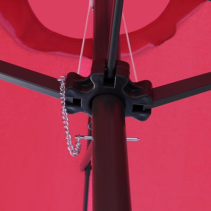 Le Papillon 15 ft Market Outdoor Umbrella Double-Sided Aluminum Table Patio Umbrella with Crank (15ft, Red)