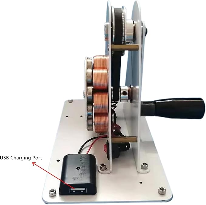 Hand Generator, Hand-Cranked Emergency USB Charging, 12V Permanent Magnet Small Power Generation, Outdoor Multifunction Manual Crank