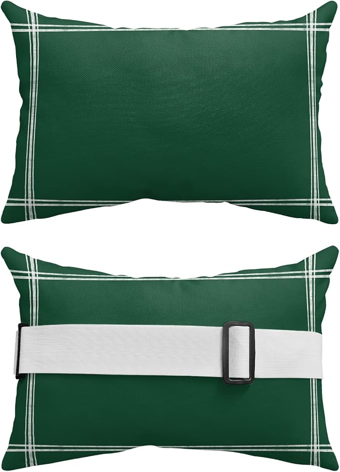 Outdoor Pillows Covers with Inserts Solid Color Sea Green Waterproof Recliner Pillow with Adjustable Strap Throw Pillows for Patio Furniture Pool Lounge Chair, 11x16 inch, 1PCS