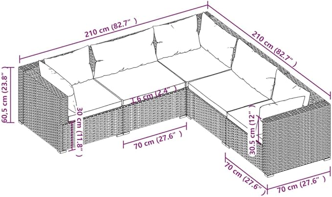 5 Piece Patio Lounge Set with Cushion, Patio Lounge Set Furniture Conversation Sets Piece Patio Set Outdoor Patio Sectional s Poly Rattan Black