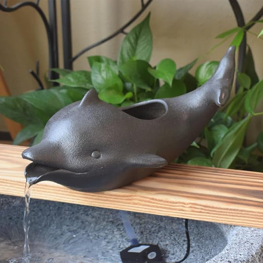 Outdoor Garden Fountain Spitter Pond Water Feature DIY Ceramic Animal Decoration Waterfall (Dolphin)