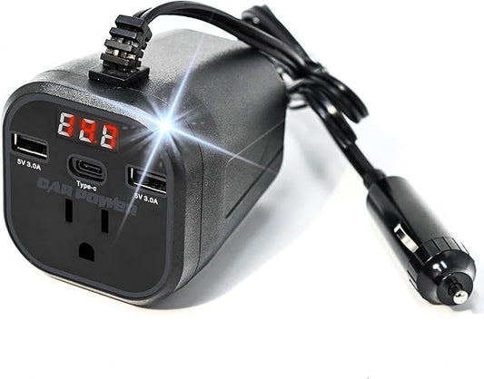 FAMIDGE 200W Car Power Inverter, car Outlet Adapter 12v to 110v, Car Outlet Adapter with Dual USB and Type-C, car Adapter for Plug Outlet, Laptop, CPAP, 2025 New Upgrated Overload Protection, Black