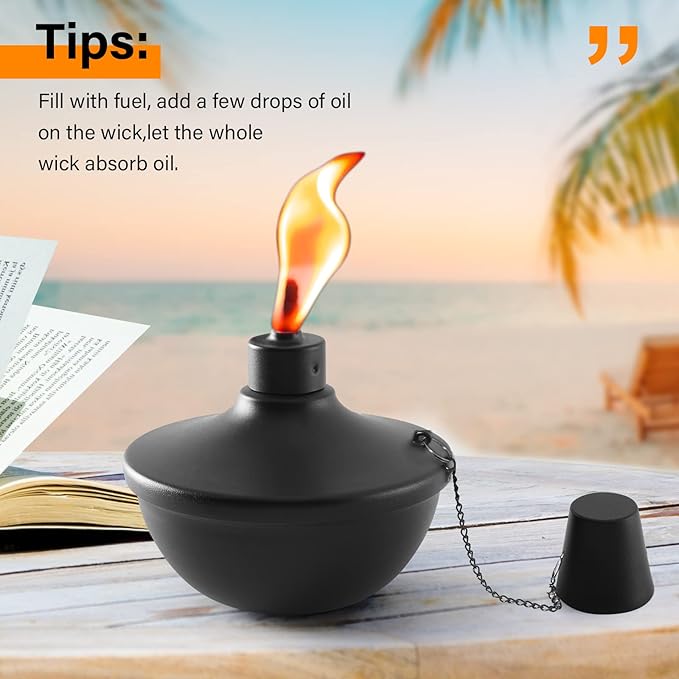 SNOGSWOG 2 Pack Metal Table Top Torches, 22oz Citronella Torches for Outside, Refillable Flame Light Torch, Decorative Tabletop Lantern for Yard, Patio, Deck, Garden, Party, Landscape