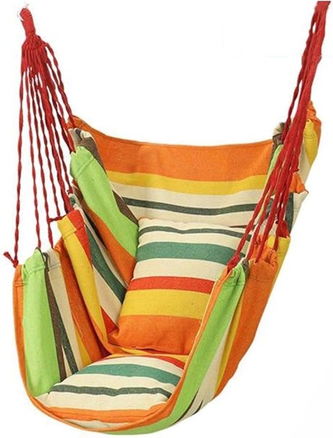 Outdoor Hammock, Canvas Hammock Swing, Load-Bearing 200 Kg, Indoor and Outdoor Leisure Hammock, Camping Balcony Bedroom Use (C)