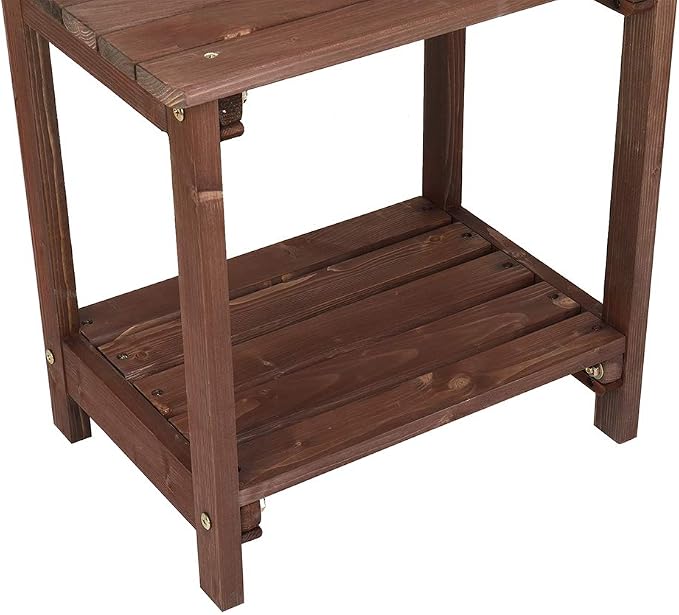 Rectangular Fir Wood Side Table, Light Brown Outdoor/Indoor End Table for Patio, Living Room, or Bedroom 20x14x20 Inch