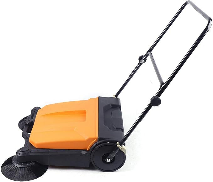 Outdoor Handheld Sweeper 27'' Gasoline Walk Behind Sweeper Power Cleaner Sweeping Broom Turf Lawns Driveway Grass Sweeping Cleaning Tool