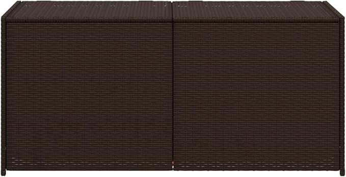 Gecheer Garden Storage Box 283L – Brown Poly Rattan Outdoor Deck Box with Water-Resistant Bag, Gas Spring Lid, Steel Frame, 120 x 50 x 56 cm