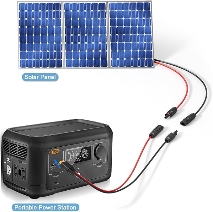 ELFCULB 10AWG Solar to XT60 Charging Cable Solar Panel Extension Cable for Portable Power Station River 600 Solar Generator Battery Pack(2FT)