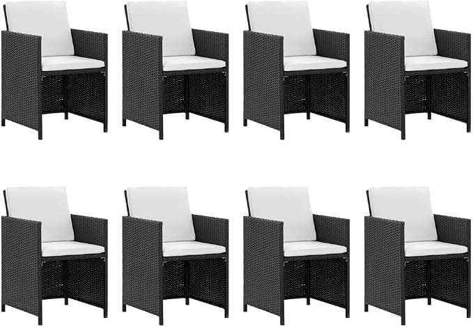 13 Piece Poly Rattan Patio Dining Set with Cushions, 1 Table 8 Chairs 4 Stools, Black Powder-Coated Steel Frame, Glass Top, Water-Repellent Cushions for Outdoor Garden