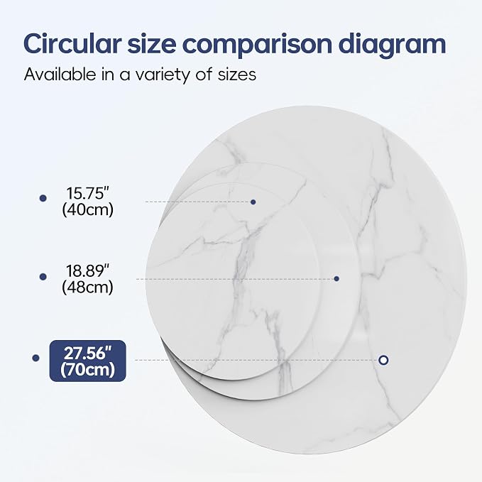 Round Sintered Stone Table Top, 59" White Marble Desktop, DIY Replacement & Cover, Scratch & Wear Resistant, Easy to Clean, Suitable for Indoor & Outdoor