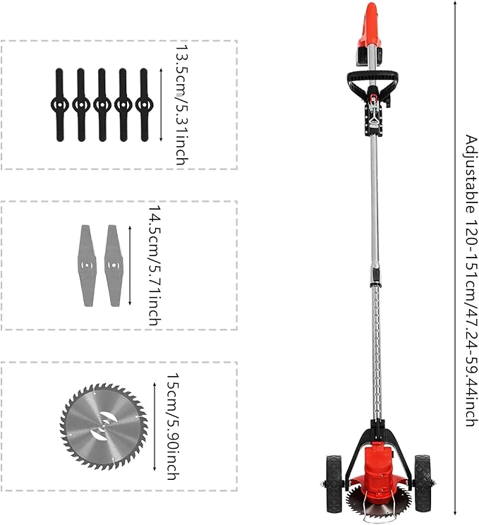 Cordless Weed Wacker Brush Cutter 3 in 1 Battery Powered Weed Eater, Stringless Electric Grass Trimmer with 2X 21V 1500mAh Batteries, Adjustable Length & Cutting Angle for Garden Yard Lawn