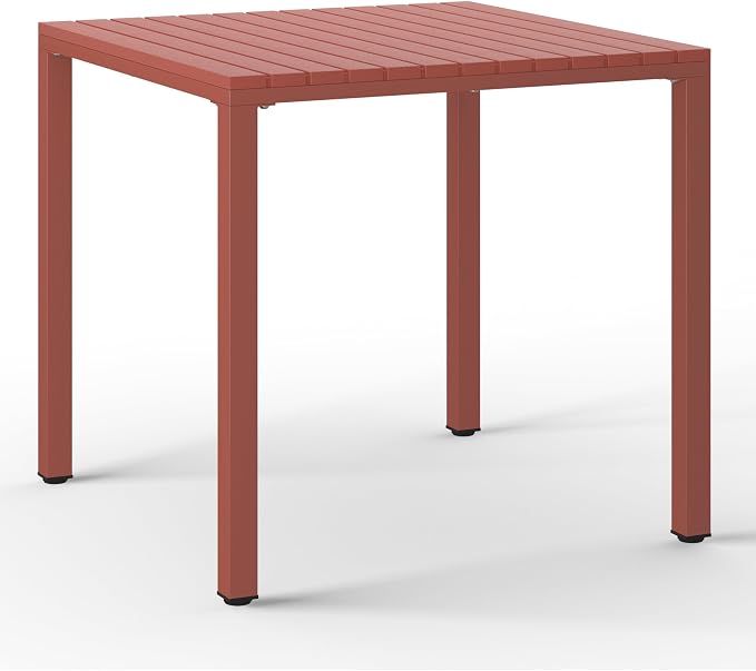 WestinTrends Playa 31.5" Iron Metal Frame Outdoor Square Patio Dining Table, Red