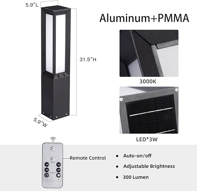 Solar Pathway Lights Outdoor, 32" Landscape Path Lights, Modern Commercial Bollard Light, IP65 Waterproof Solar Powered Driveway Light, 3000K LED Walkway Lighting for Lawn Garden Patio Yard