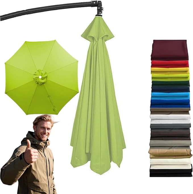 11FT 8Ribs Cantilever Umbrella Replacement Canopy,2026 Upgraded Patio Umbrella Canopy Replacement Cover,Uv-Resistant Protection Waterproof Cantilever For Garden, Backyard, Pool