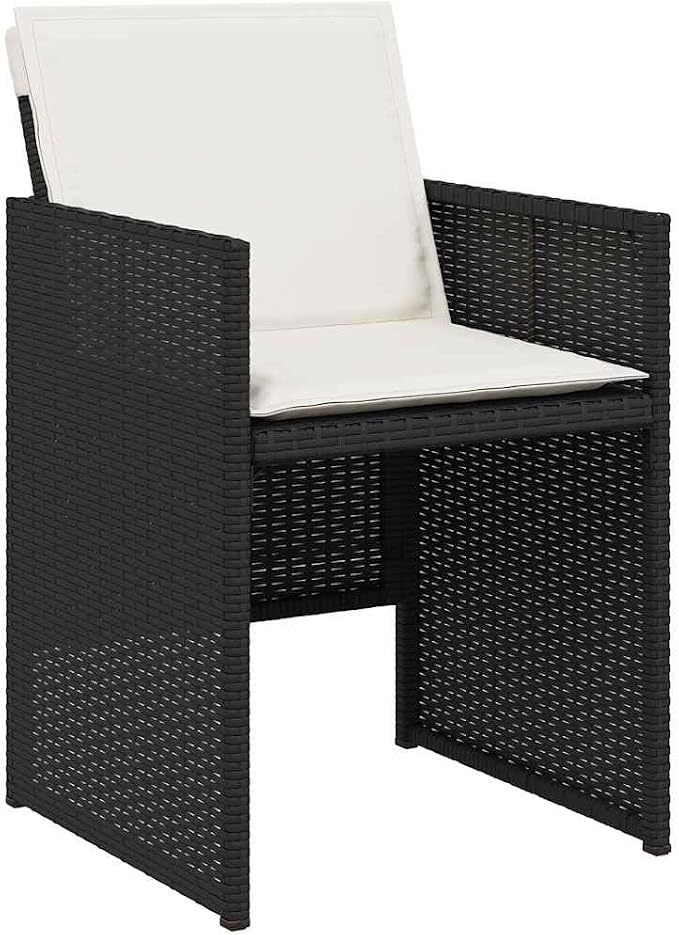 17 Piece Patio Dining Set with Cushions Black Poly Rattan Outdoor Table and 16 Folding Chairs with Removable Washable Covers for Garden Backyard Entertaining