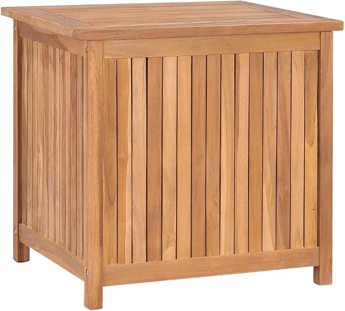 Patio Storage Box Outdoor Solid Teak Wood Deck Box Wooden Outdoor Storage Organization Box with Lid Storage Bench and Waterproof Lining for Garden,Patio,Backyard,23.6"x19.7"x22.8" -AA