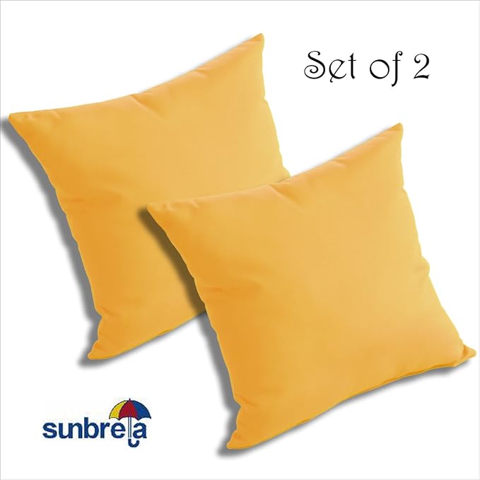 Comfort Classics Set of 2 Sunbrella Outdoor/Indoor Throw Pillows Inc. (Sunflower)