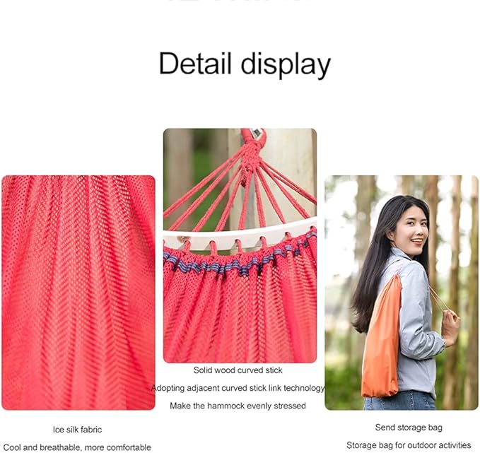 Camping Hammock, Outdoor Cotton Fabric Hammock, Comfortable Portable Camping Hammock with Tree Straps and Carrying Bag, Perfect for Patio Balcony Yard Garden(Dark Green)