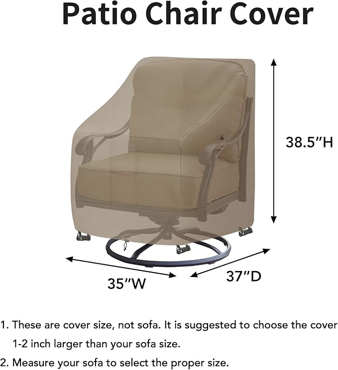 Easy-Going Waterproof Outdoor Swivel Chair Cover UV Resistant Patio Chair Cover Weatherproof Lawn Outdoor Furniture Cover with Tape Sealed Seam (2 Pack-35Wx37Dx38.5H inch, Camel)