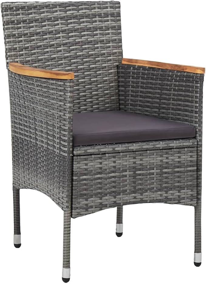 5-Piece Outdoor Dining Set in Grey and Brown with Plush Cushions and Sturdy Steel Frame for Patio Garden