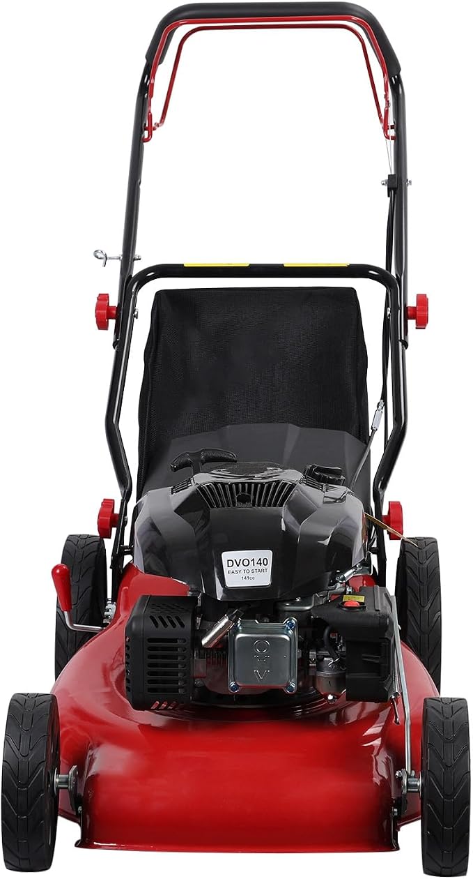 Self Propelled Gas Lawn Mower, 141CC 4-Stroke Gas Mowers, 3-in-1 Strong Power Cordless Gas Engine Lawn Mower with 20" Blade, 2850RPM Walk-Behind Lawnmower Gas with 50L Grass Tank Red