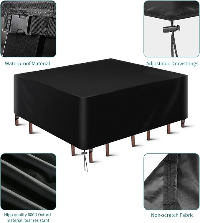 Patio Furniture Cover,Waterproof Outdoor Sectional Couch Set Covers,General Purpose, Outside Table and Chair Covers,Rectangular Heavy Duty Weatherproof 67" Lx37 Wx27 H