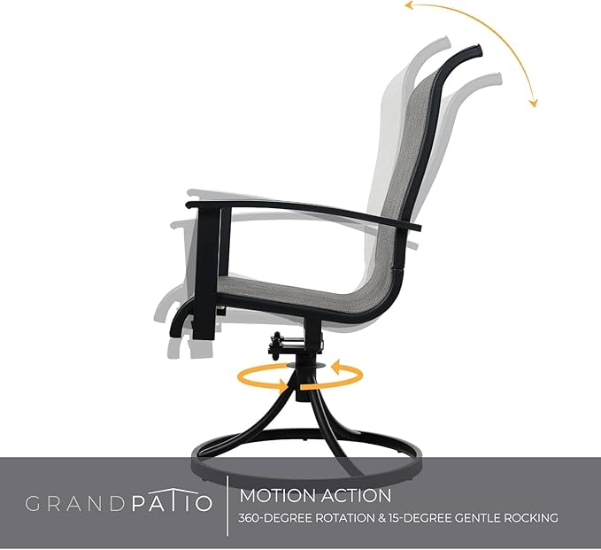 Grand patio 5-Piece Outdoor Furniture Conversation Sets with 32 Inch CSA Approved 40000 BTU Heat Propane Gas Fire Pit Table Outdoor Swivel Rocking Chair 4-Piece Mixed Coffee Dining Chair Set