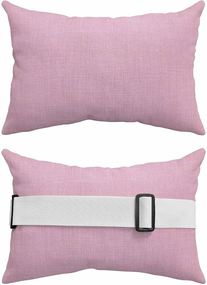 Pink Outdoor Lumbar Pillow 12x20 Inch, Farmhouse Burlap Solid Pink Color Modern Linen Texture Waterproof Throw Pillow Covers with Insert, Decorative Headrest Pillows for Office Car Travel
