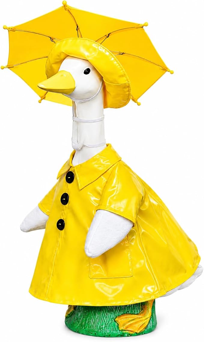 Porch Goose Outfits 23 Inch, Goose Clothes with Waterproof Raincoat & Umbrella | Easy-On Costume for Garden Statue Decor ViresSpire