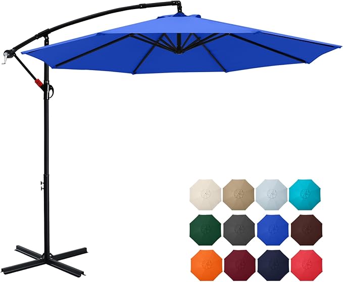 ABCCANOPY Cantilever Patio Umbrella with base included, 360° Rotation Outdoor Offset Umbrella for Backyard, Deck, Poolside