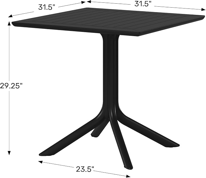 WestinTrends Playa 31.5" Square Outdoor Plastic Resin Patio Dining Table for 4, Gray