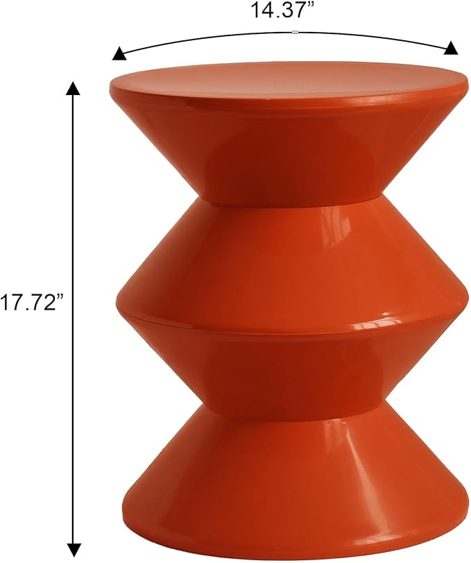 LeisureMod Aura Collection Modern Round Side Table - Brown ABS Plastic Double-Hourglass Pedestal - No Assembly Weatherproof Accent Furniture for Living Room, Patio & Outdoor Decor