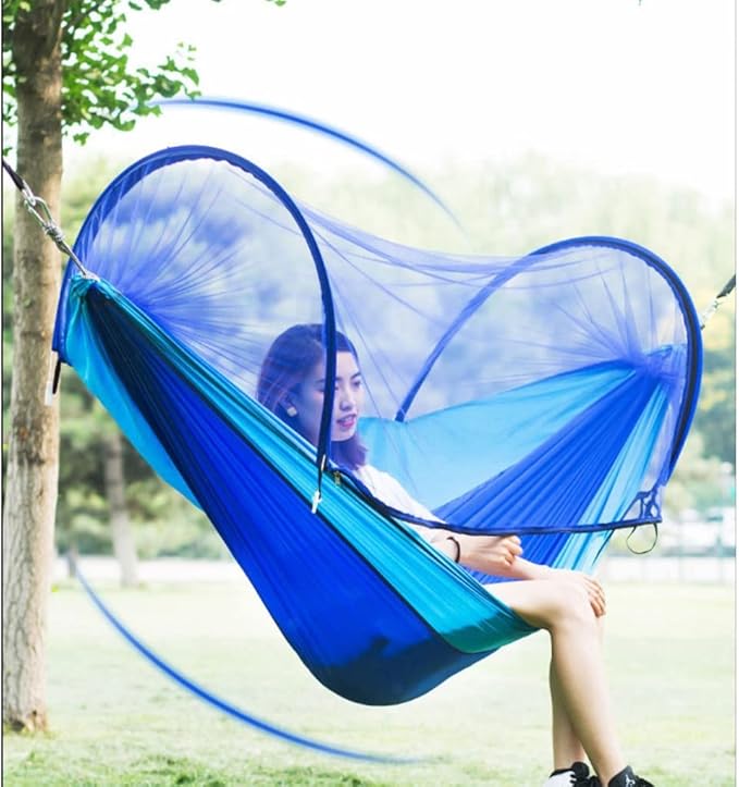 Outdoor Hammock Anti-Rollover Travel Camping Portable Hammock Hanging Chair Outdoor Portable Camping Travel Equipment (Color : Blue, Size : 260 * 140cm)