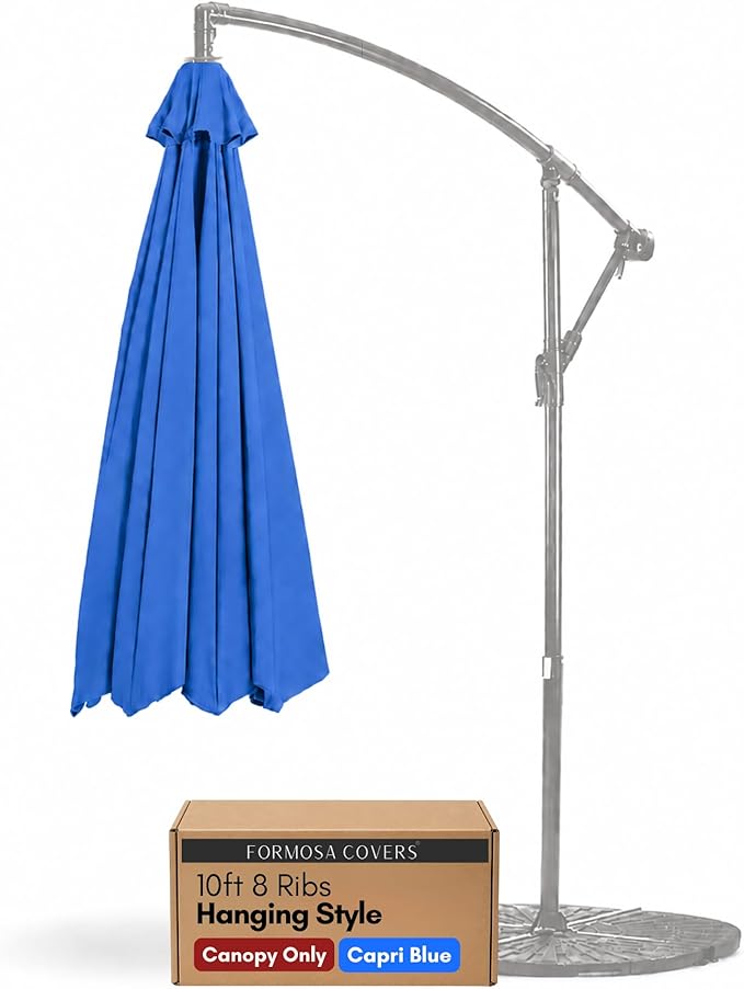 Formosa Covers Replacement Umbrella Canopy for 10ft 8 Rib Hanging Offset Cantilever Market Outdoor Patio Shades in Red Ribs Length 58" to 60" (Canopy Only)