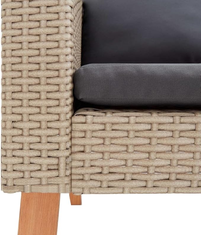 3 Piece Patio Lounge Set with Cushions Poly Rattan Beige, Outdoor Dining Chairs, Outdoor Lounge Chairs, Outdoor Sofa Set, Furniture Conversation Set for Balcony, Yard