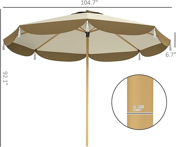 Outsunny 9FT Patio Umbrella, UPF 50+ Outdoor Market Umbrella with 8 Ribs, Vented Outdoor Table Umbrella for Deck, Backyard and Lawn