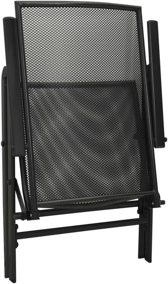 BOWERY HILL 5-Piece Steel Patio Dining Set, Square Table with 4 Chairs, Anthracite/Gray Finish, Powder-Coated, Foldable Design, Mesh Style, Adjustable Backrests, Indoor/Outdoor Use for Garden or