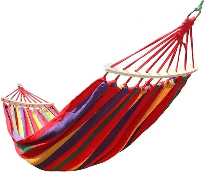 Camping Hammock Bed Camping Hammock Canvas Swing Bed Outdoor Hammocks Portable for Travel Beach Garden Courtyard Hammock Swing (Color : Red)