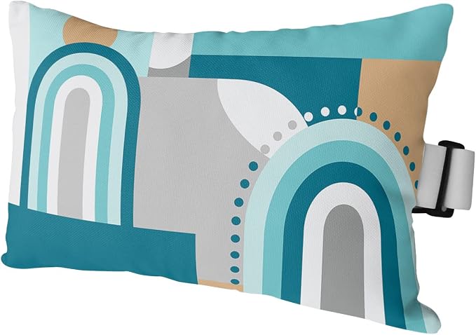 Outdoor Pillows Covers with Inserts Mid-Century Modern Art Geometric Abstract Blue Waterproof Pillow with Adjustable Strap Throw Pillows for Patio Furniture Recliner Lounge Chair, 11x16 inch, 1PCS