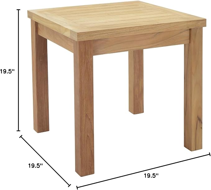 Modway Marina Premium Grade A Teak Wood Outdoor Patio Square Side End Table in Natural