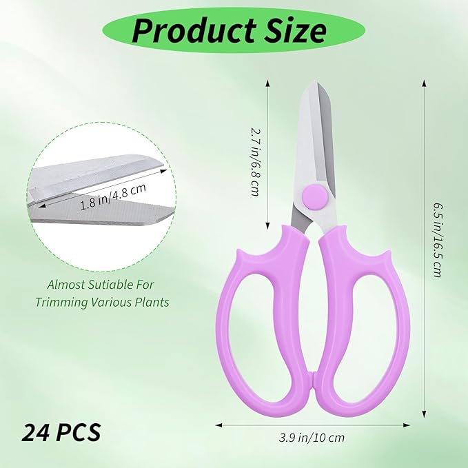 24 Pcs Floral Scissors, 6.5" Stainless Steel Floral Scissor for Cutting Fresh Flowers Scissors Shears for Gardening Flowers Arrangement, Trimming Plants (4 Colors)