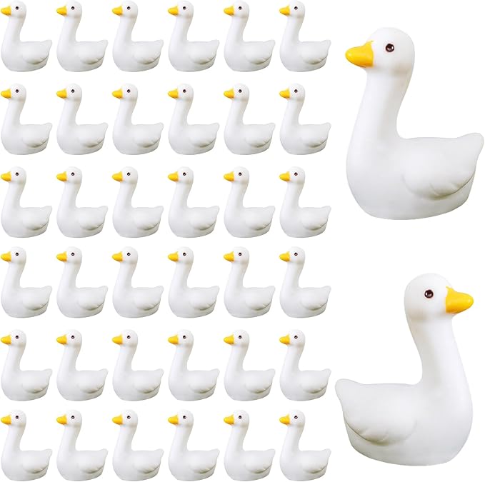 100pcs Mini Gooses Resin Animal Figurines - Handcrafted Small Desk Goose Decor for DIY Crafts, Micro Landscape Ornaments, Aquarium Potted Ornament,Miniature Geese Animal Statues to Hide﻿