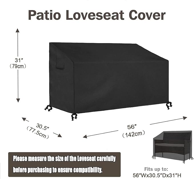 SIRUITON Patio Furniture Covers, Outdoor Furniture Cover Waterproof 4-Piece, Patio Furniture Set Covers, Heavy Duty Durable and Water Resistant Fabric (210D Polyester Oxford, Black)