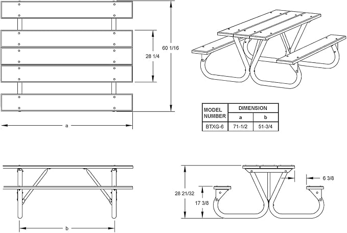 Pilot Rock 2 Pack 6' or 8' Outdoor Steel Non Tip Picnic Table Leg Kits (Frames Only)