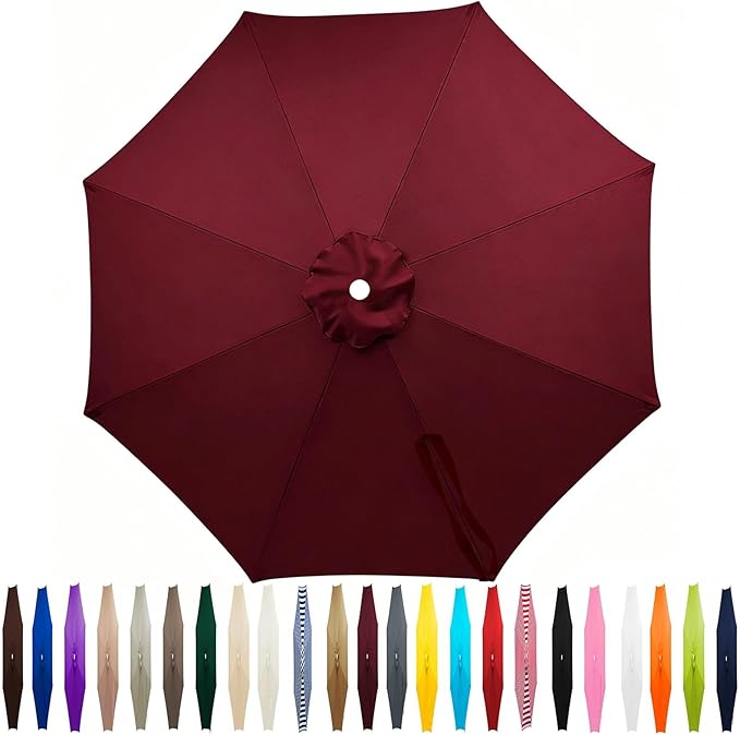 Outdoor Patio Umbrella Replacement Canopy 7.5ft/9ft/10ft/11ft 6/8 Ribs, Cantilever Offset Patio Umbrella Fabric Cover Resistant Waterproof Shade for Table Pool
