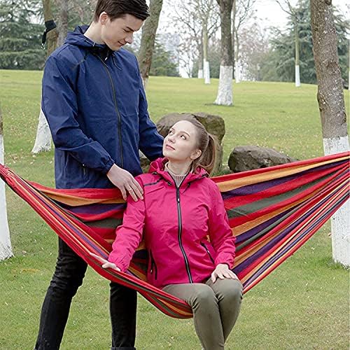 Camping Hammock, Outdoor Hammock Large Cotton Hammock for Garden Patio Yard Beach Camping Capacity 300kg(Rojo,2M*1M)
